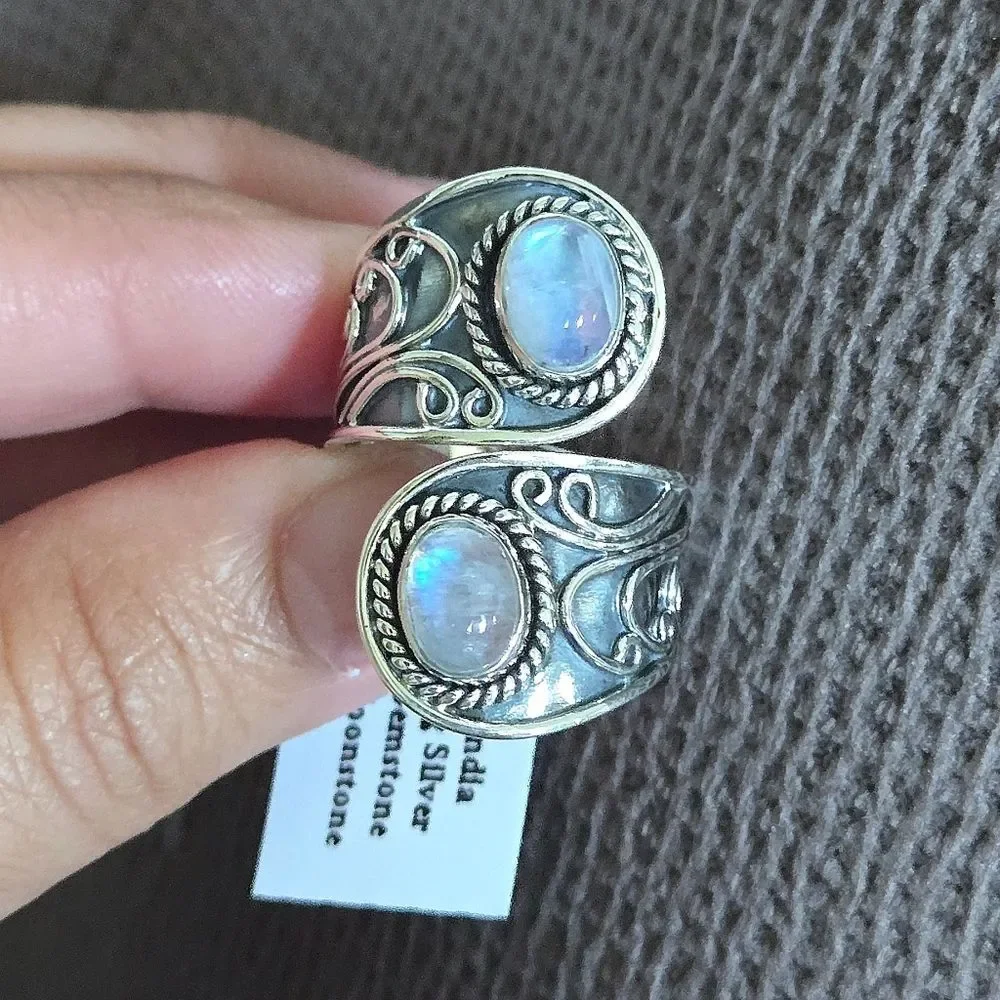 Shivam Rainbow🌈 Moonstone🌛 Bypass Ring💍 - NWT